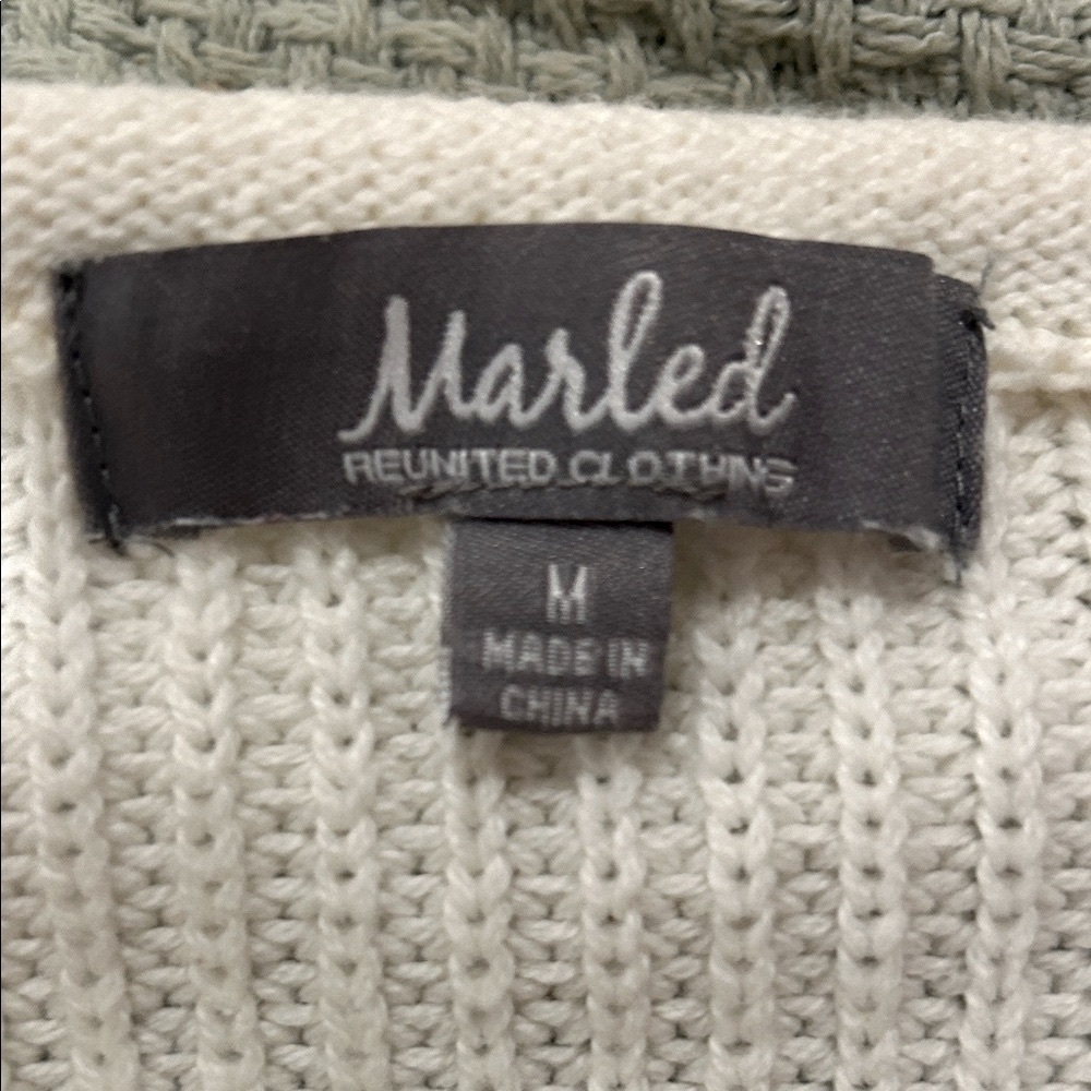 MARLED Green and‎ Cream Striped Sweater - Picture 4 of 9
